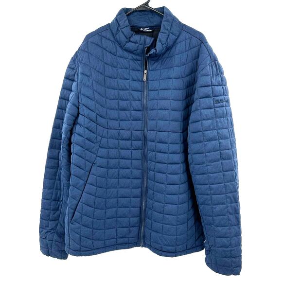 Ben Sherman‎ Size XXL Quilted Coat Jacket Blue Zip Up Pockets Winter Cold Layer - Picture 1 of 5